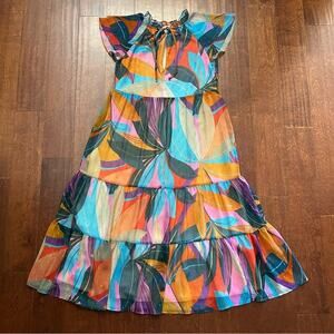 Lavender Brown Tiered Sundress, Multicolored  with Metallic Sparkle, Size XS
